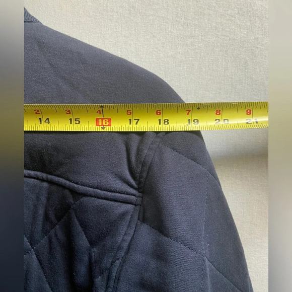 Ted Baker Quilted Jersey Cotton Navy Elbow Patches Bomber Jacket Sz 4(Sz M) - Picture 13 of 13